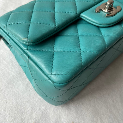 Chanel Classic Flap Mini Blue Lambskin Leather Gold Hardware 2014