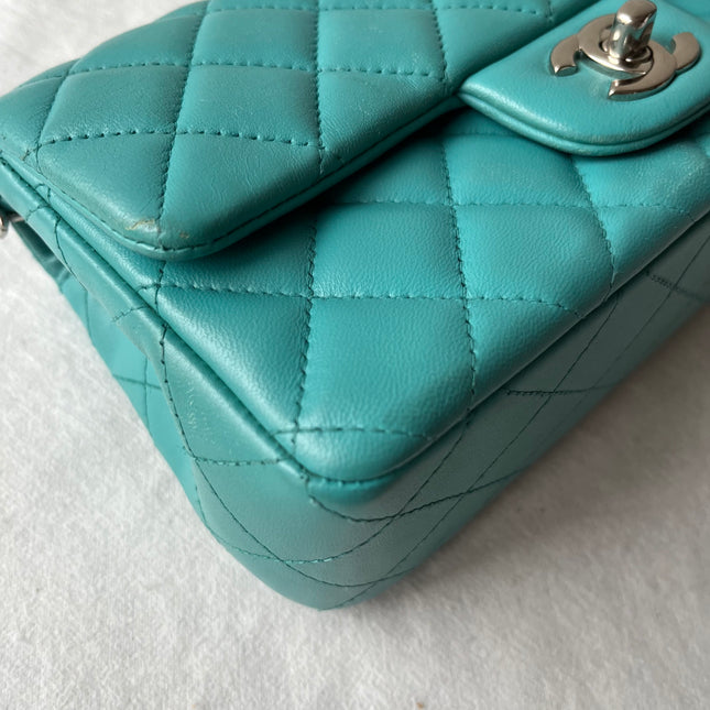 Chanel Classic Flap Mini Blue Lambskin Leather Gold Hardware 2014