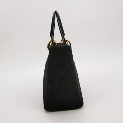 Lady Dior Vintage Medium Black Suede Leather Gold Hardware 1997