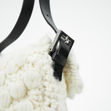 Sold Fendi Baguette Bag White Wool Pompom Shoulder Bag