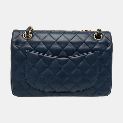 Chanel Classic Flap Small Navy Lambskin Leather Gold Hardware
