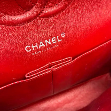 Chanel Classic Flap Medium Red Lambskin Leather with Silver Hardware 2012-13