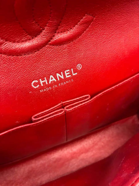 Chanel Classic Flap Medium Red Lambskin Leather with Silver Hardware 2012-13