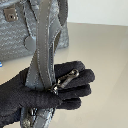 Bottega Veneta Roma Handbag Intrecciato Nappa Leather Grey Small 30cm
