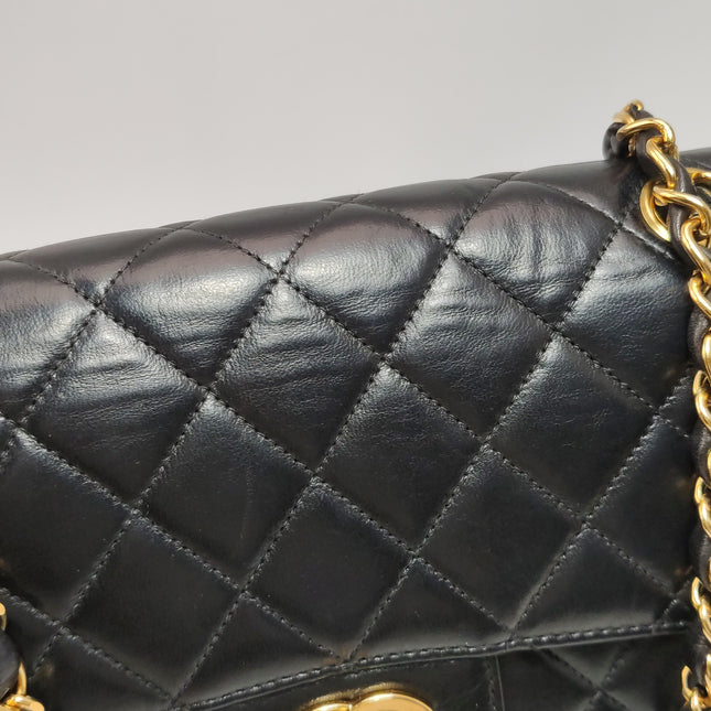 Chanel Double Sided Small Classic Flap Black Lambskin Leather 24k Gold Hardware, 1996-1997