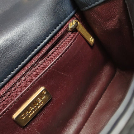 Chanel Rock The Corner Mini Flap Bag Navy Calfskin Leather Gold Hardware Corners 2017-18