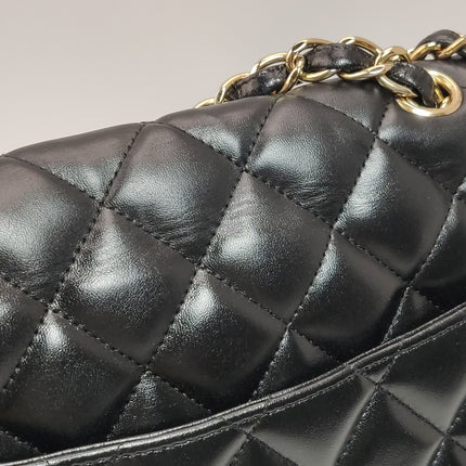 Chanel Classic Flap Jumbo Black Lambskin Leather Single Flap Gold Hardware 2009-2010