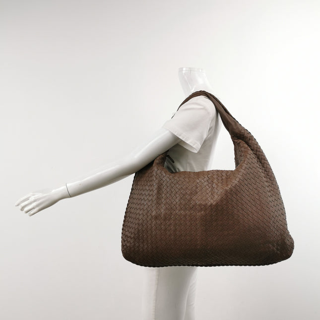 Bottega Veneta Veneta Hobo Maxi Dark Brown Lambskin Leather 53cm