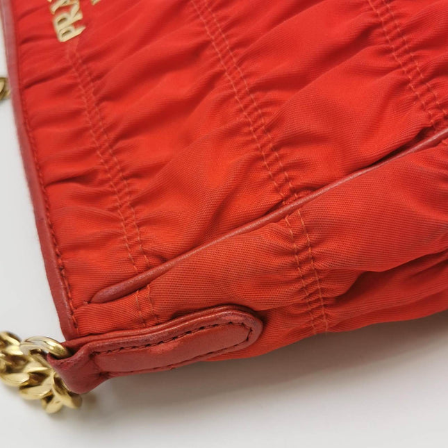 Sold Prada Tessuto Nylon Gaufre Crossbody Bag Red with Gold-tone Hardware