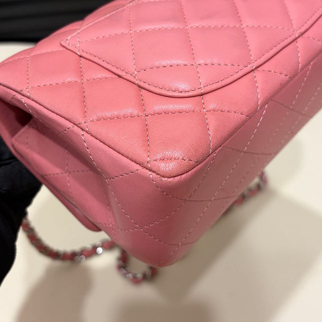 Chanel Classic Flap Mini 2013 Pink Lambskin Leather Silver Hardware
