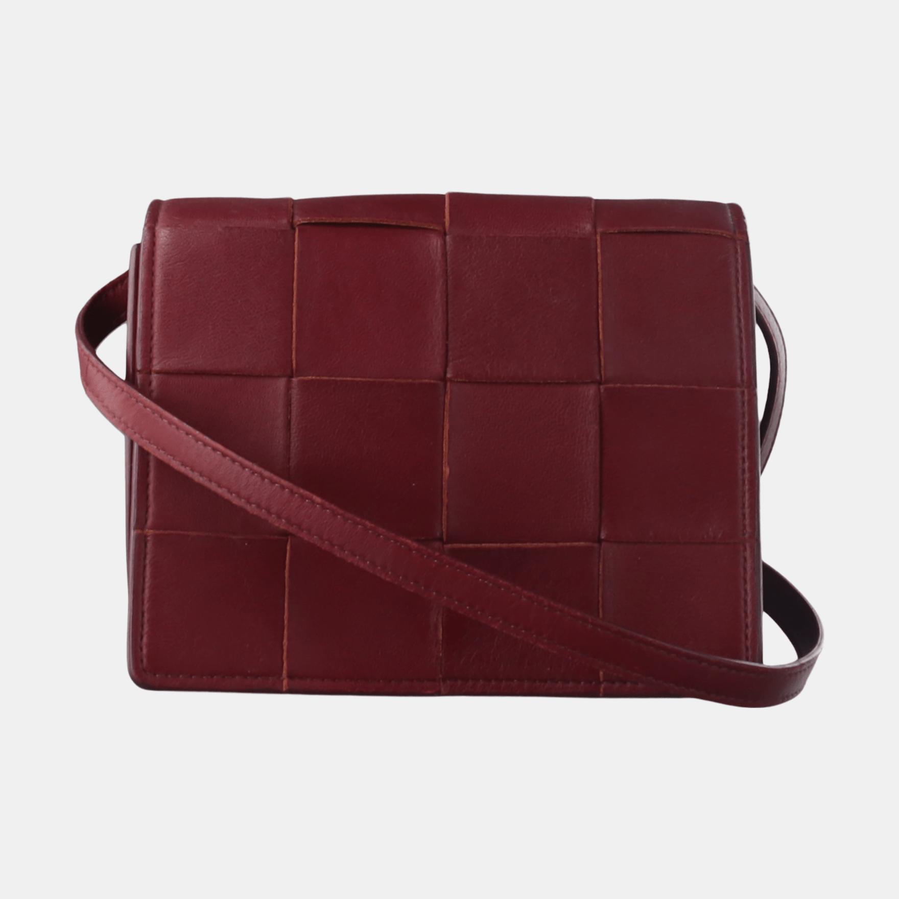 Bottega Veneta Cassette Mini Burgundy Leather Crossbody Bag-Luxbags