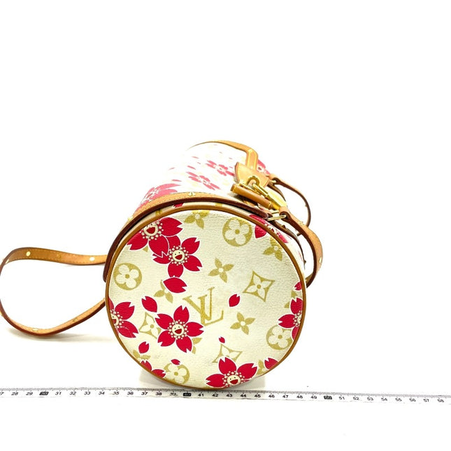 Louis Vuitton x Takashi Murakami Papillon 28 Cherry Blossom White Monogram Handbag