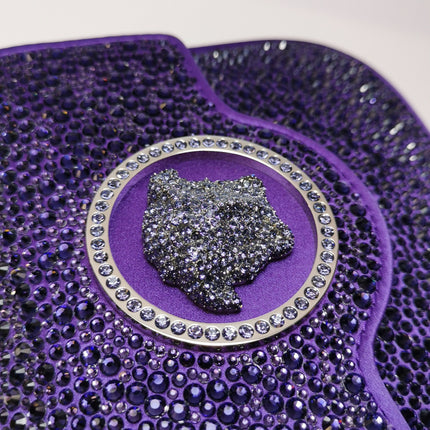 Versace La Medusa Mini Crystal Embellished Top Handle Bag in Purple