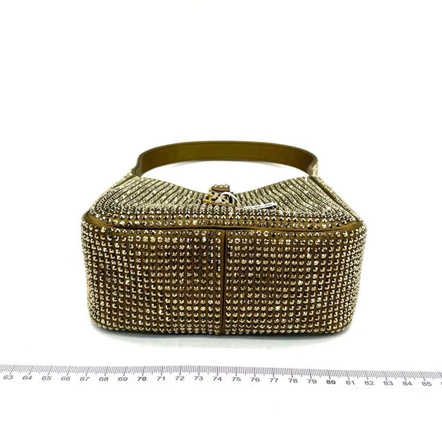 Yves Saint Laurent YSL Le 5 A 7 Hobo Mini Brown Silk Crystals Shoulder Bag