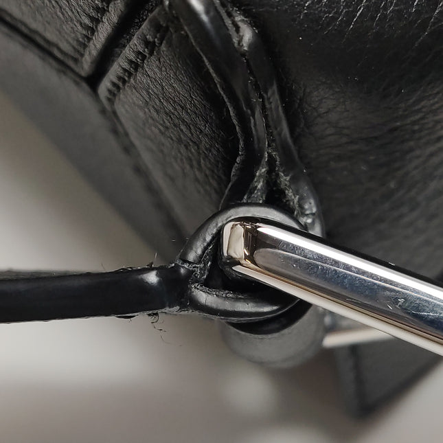 Loewe Puzzle Small Black Grained Leather White Logo