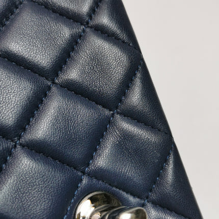 Chanel Classic Flap Mini 2014 Navy Lambskin Leather Silver Hardware