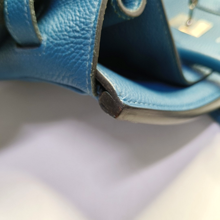 Hermes Birkin 35 Clemence Leather 7W Bleu Izmir Blue Palladium Hardware 2012