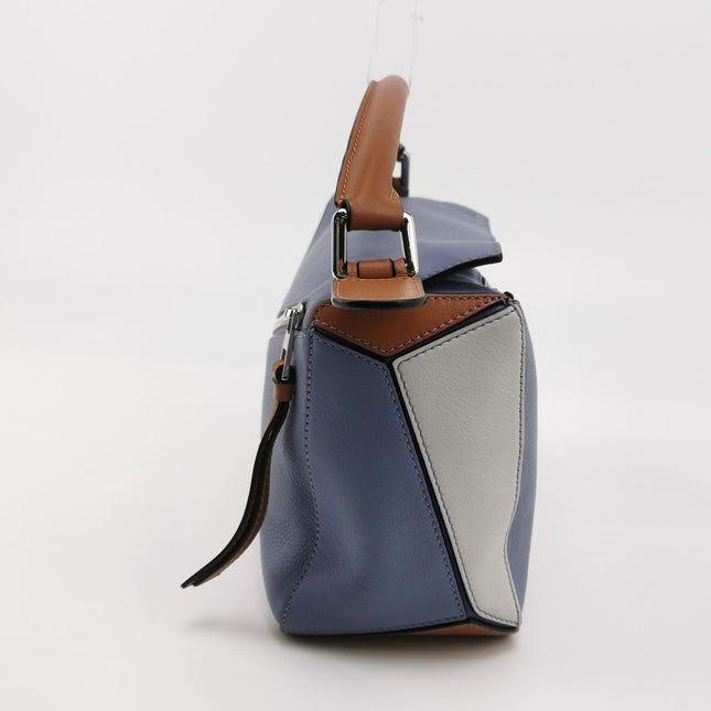 Loewe Puzzle Small Tricolor Purple Pink Grey Calfskin Leather Crossbody Bag