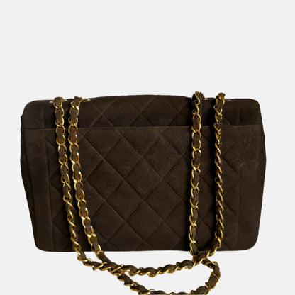 Chanel Classic Flap Brown Suede Single Flap 24k Gold Plated Hardware