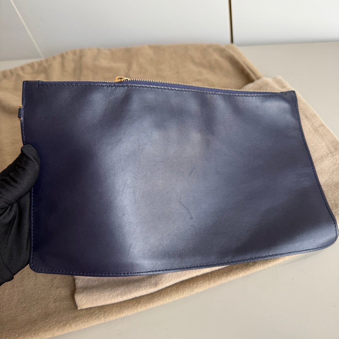 Bottega Veneta Cabat Small Intreccio Leather Tote Bag Navy