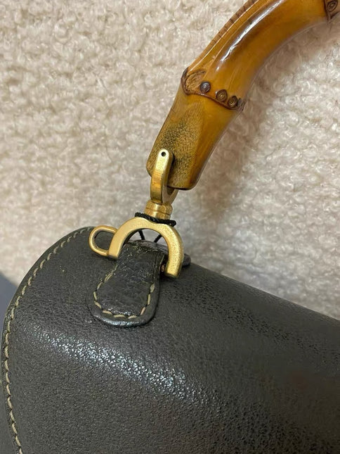 Gucci Bamboo 1947 Top Handle Bag Leather Small Dark Green