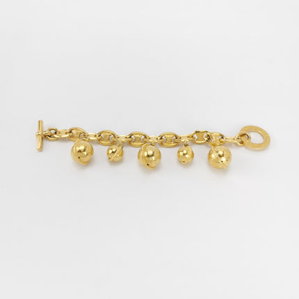 Celine 1990s Vintage Gold-tone Triomphe Planet Link Charm Bracelet