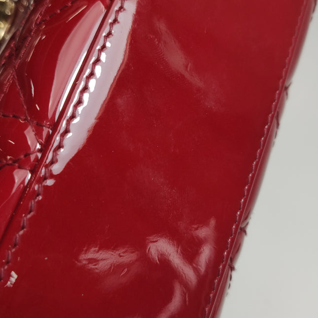 Lady Dior Mini 2019 Red Burgundy Patent Leather Gold Hardware Suede Interior Chain Strap