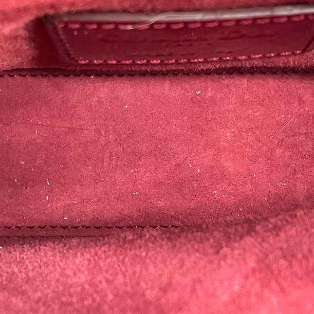 Lady Dior Mini 2020 Red Burgundy Patent Leather Gold Hardware Suede Interior Chain Strap