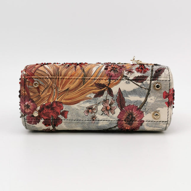 Lady Dior Mini Embroidered Phoenix Cloth Multicolor Handbag