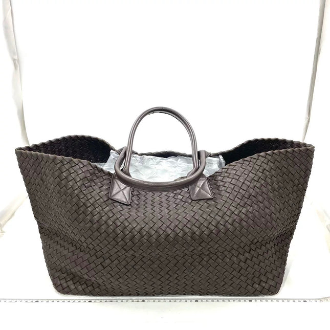 Bottega Veneta Cabat Tote Intreccio Leather Dark Chocolate Brown 40cm