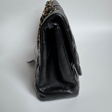 Chanel Classic Flap Jumbo Black Lambskin Leather Single Flap Gold Hardware 2009-2010
