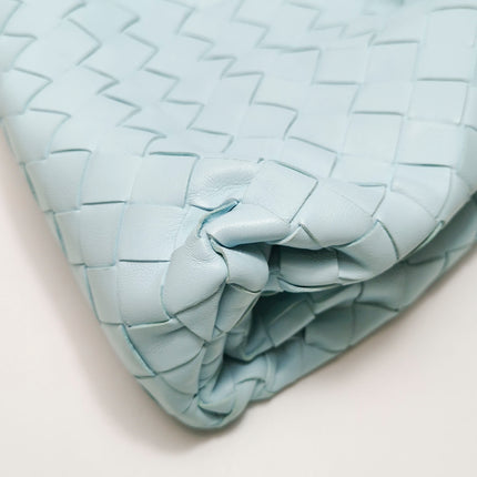 Bottega Veneta Pouch Large Intrecciato Light Blue Calfskin Leather