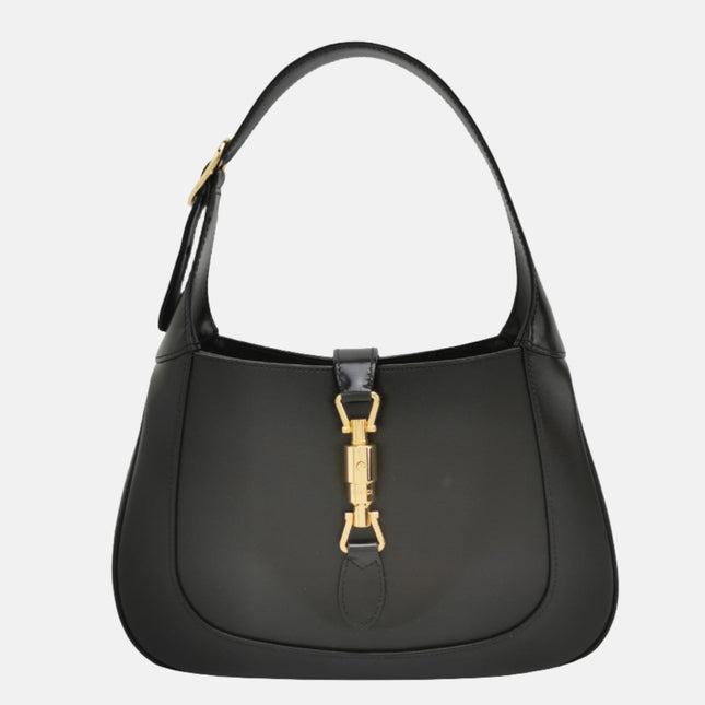 Gucci Jackie 1961 Black Leather Bag Small with Adjustable Strap-Luxbags