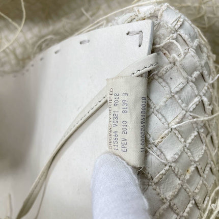 Bottega Veneta Cabat Large Intreccio Leather with Fringes White Ecru 40cm