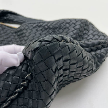 Sold Bottega Veneta Intrecciato Hobo Bag Medium Black Lambskin leather 45cm