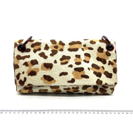 Prada Leopard Print Pony-style Calfskin Tortoise Strap Large Shoulder Bag