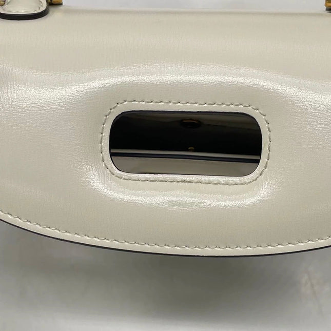 Gucci Bamboo 1947 Top Handle Bag Small White Box Leather Canvas Strap