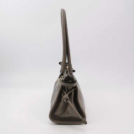 Prada Bonnie Medium Soft Lux Grey Shiny Calfskin Leather Shoulder Bag