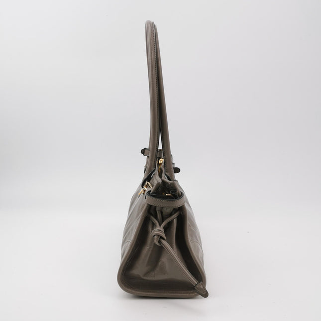 Prada Bonnie Medium Soft Lux Grey Shiny Calfskin Leather Shoulder Bag