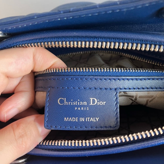 Sold Lady Dior Large Bag Navy Lambskin Cannage Leather
