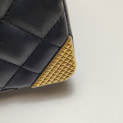 Chanel Rock The Corner Mini Flap Bag Navy Calfskin Leather Gold Hardware Corners 2017-18