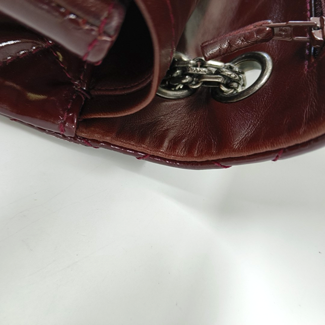 Chanel 2.55 Jumbo Double Flap Burgundy Patent Leather Silver HW 2010