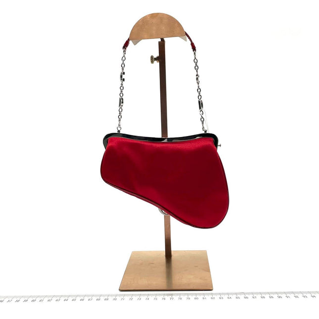 Sold Dior Saddle Vintage Classic Clutch Vintage Mini Red Silk Satin