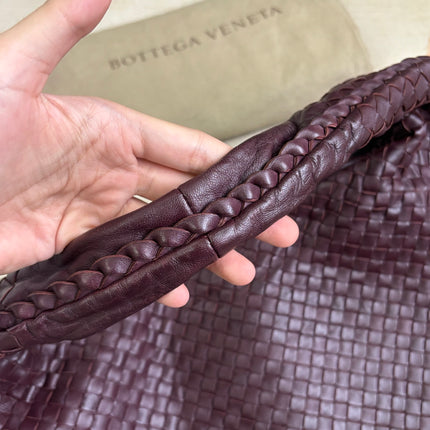 Bottega Veneta Veneta Hobo Burgundy Wine Intreciatto Leather Bag Large 48cm