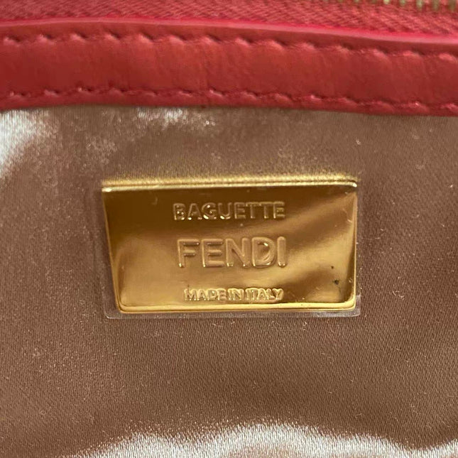 Fendi Baguette Medium Red Glitter Sequins Shoulder Bag