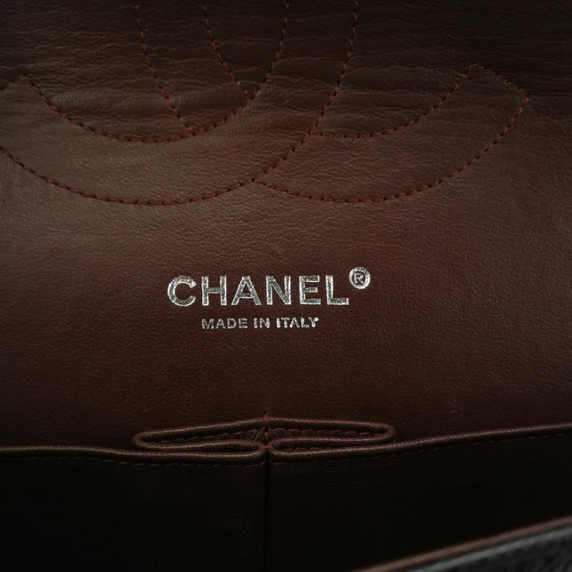 Chanel Classic Flap Jumbo Black Caviar Leather Double Flap Silver Hardware