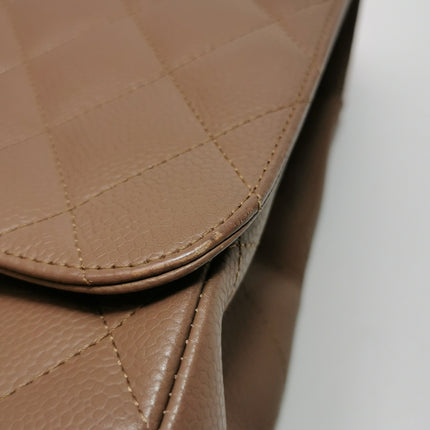 Chanel Classic Flap Jumbo 2009 Coffee Brown Caviar Leather Single Flap Silver Hardware