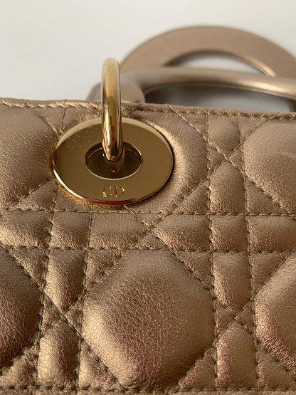 Sold Lady Dior ABCdior Small Champagne Gold and Metallic Cannage Lambskin Handbag