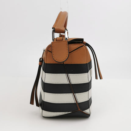 Loewe Puzzle Small Black White Brown Stripes Crossbody Bag