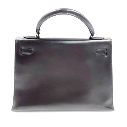 Hermes Kelly 32 Sellier Dark Chocolate Brown Box Leather Gold Hardware 1988